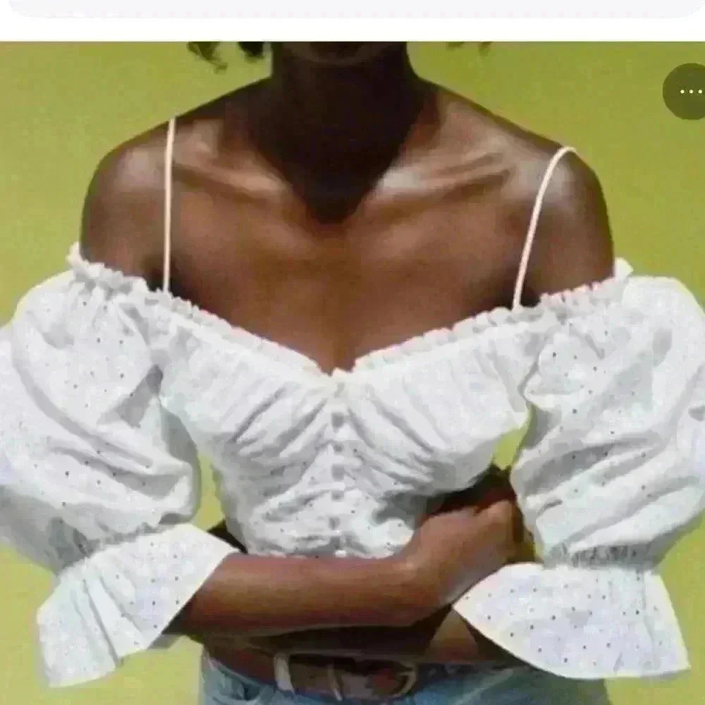 Zara Embroidered Eyelet Crop Top Small (Medium) coquette girl cottagecore whimsy